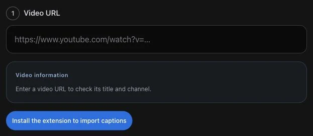VIDEOudit video URL field and caption import controls